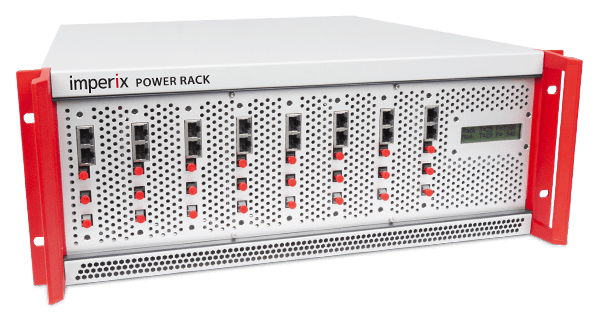 4U rack-mountable enclosure for power modules.